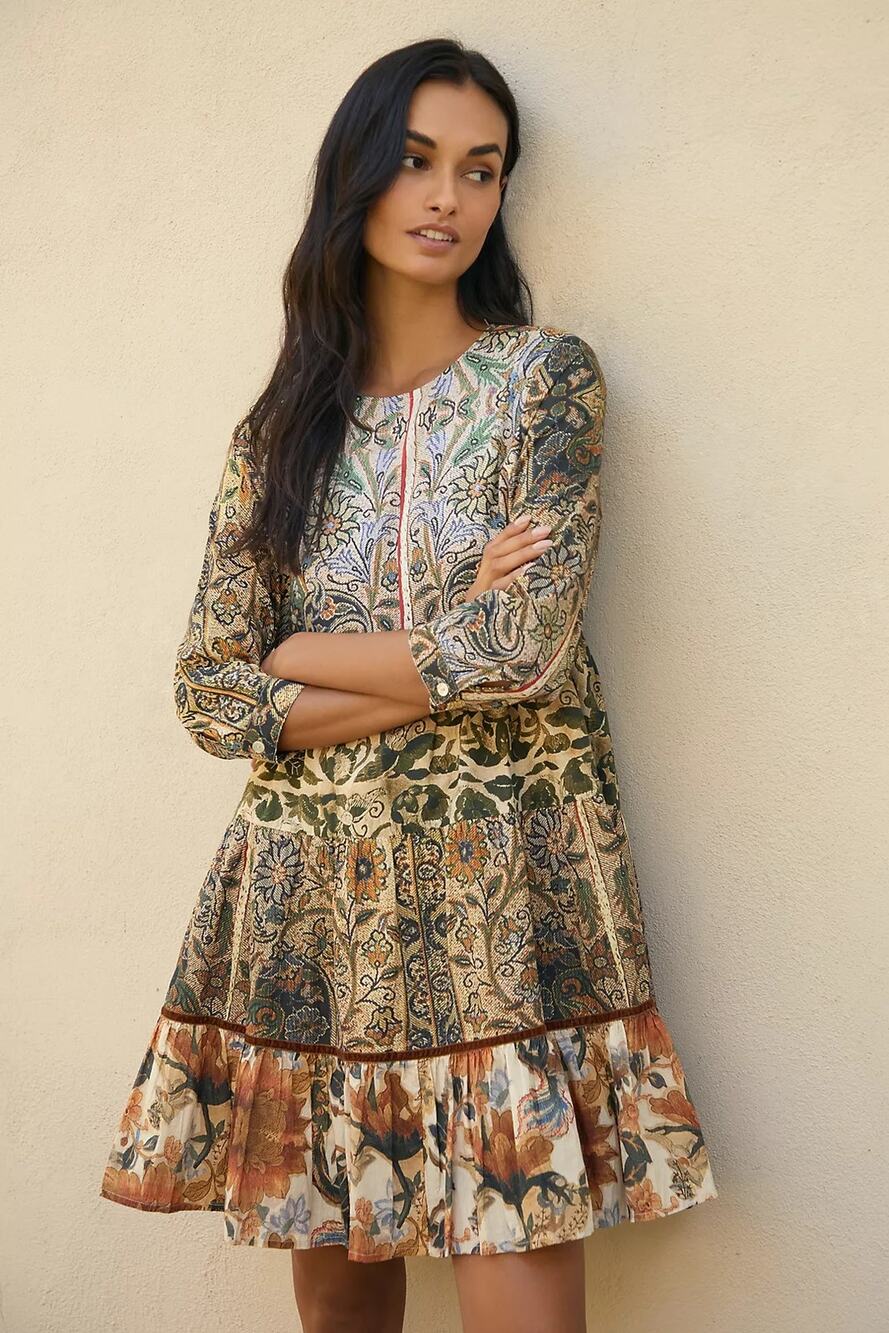 New Anthropologie Ro's Garden Rene Mini Dress $185 XS Floral Resortwear